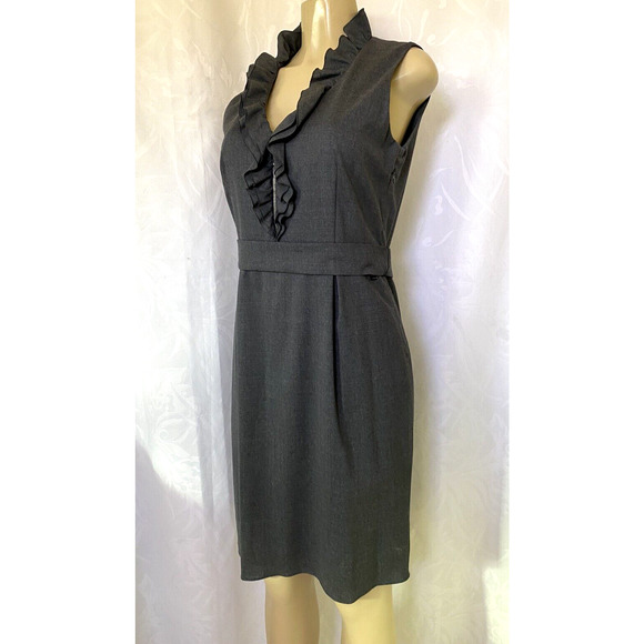 Escada Sport Sheath Dress V Neck Sleeveless Wool Ruffled Belt Lined Zip … - Picture 2 of 12